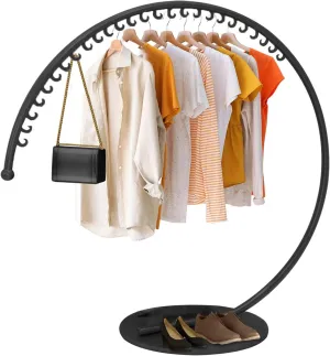 Round Garment Rack, Floor Standing Garment Rack Stand, Metal Clothing Rack with Stable Base, for Boutique Supplies Coat Rack, Retail Display Costume Coat, Bedroom, Laundry Room Decor (BLACK, Small)