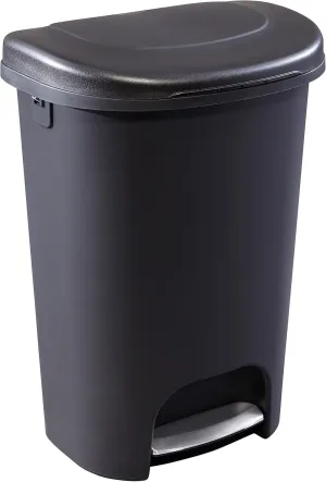 Rubbermaid Classic 13 Gallon Premium Step-On Trash Can with Lid and Stainless-Steel Pedal, Black Waste Bin for Kitchen/Home/Office/Garage