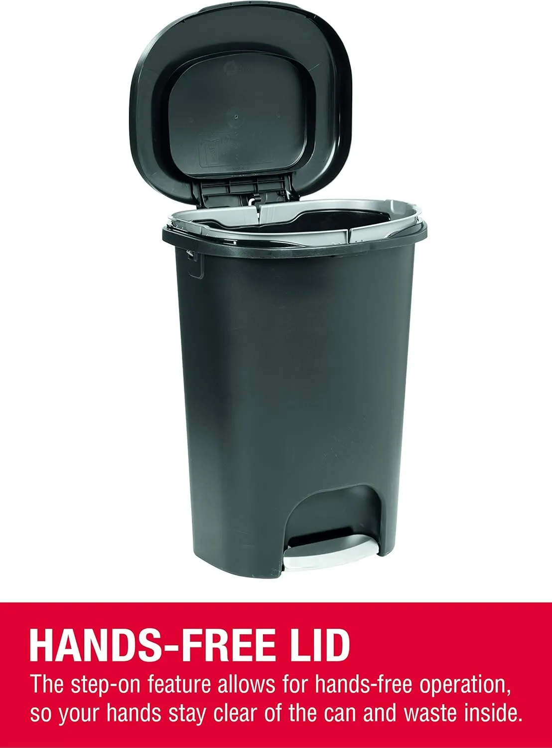 Rubbermaid Classic 13 Gallon Premium Step-On Trash Can with Lid and Stainless-Steel Pedal, Black Waste Bin for Kitchen/Home/Office/Garage