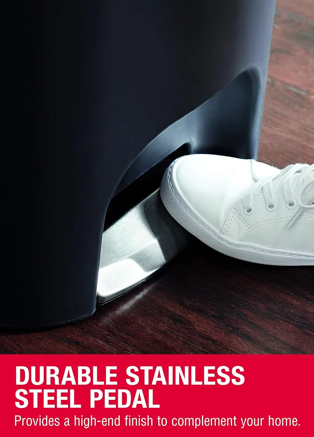 Rubbermaid Classic 13 Gallon Premium Step-On Trash Can with Lid and Stainless-Steel Pedal, Black Waste Bin for Kitchen/Home/Office/Garage