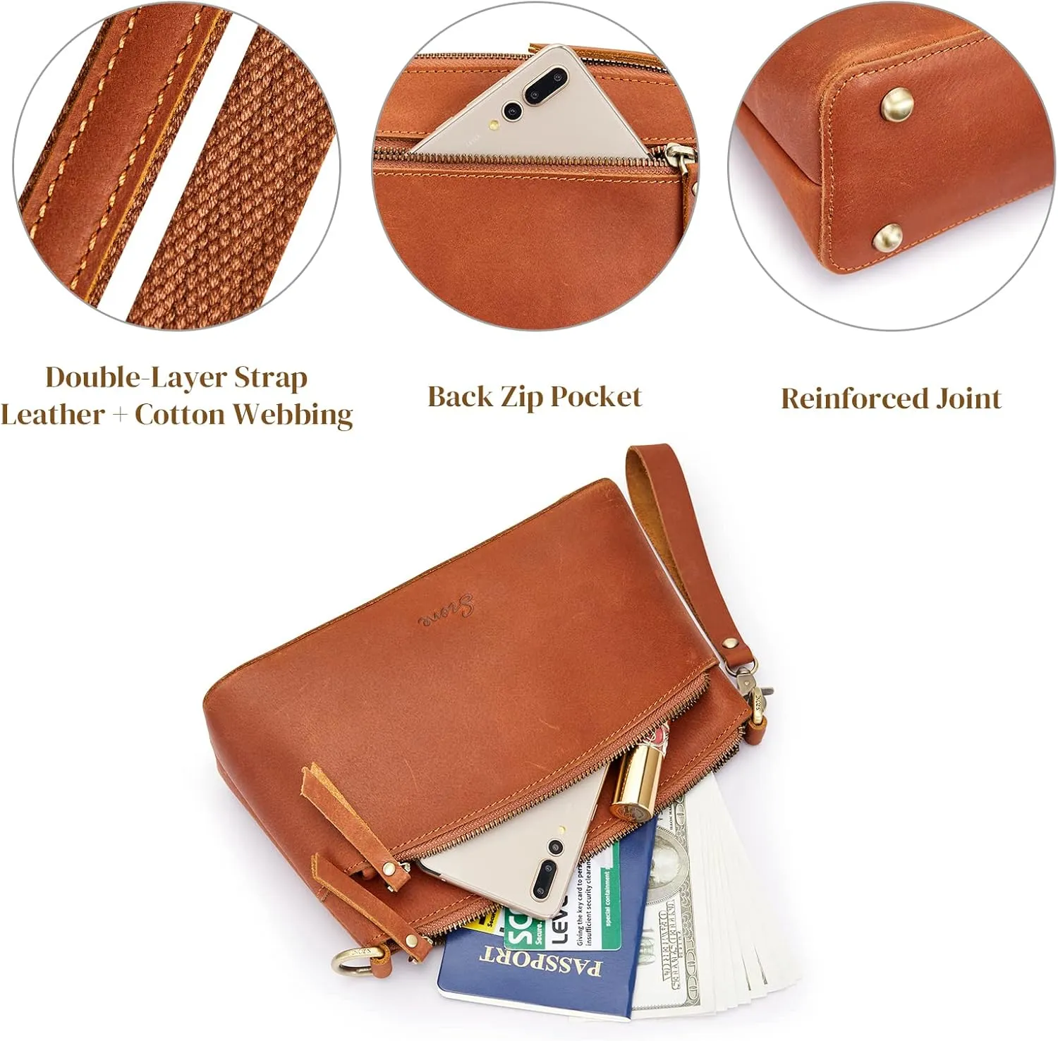 S-ZONE Small Genuine Leather Crossbody Bags for Women Purse and Handbag Wristlet
