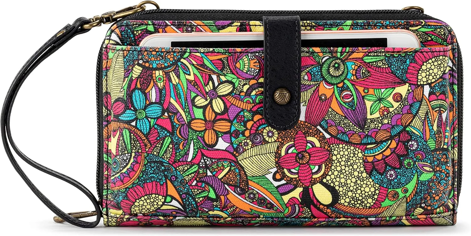 Sakroots Artist Circle Smartphone Crossbody in Eco Twill, Detachable Wristlet Strap
