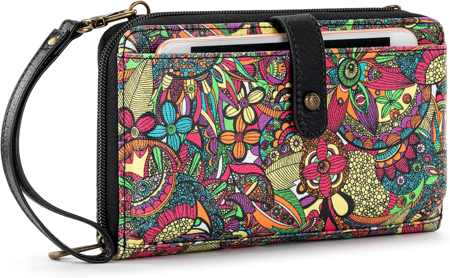 Sakroots Artist Circle Smartphone Crossbody in Eco Twill, Detachable Wristlet Strap