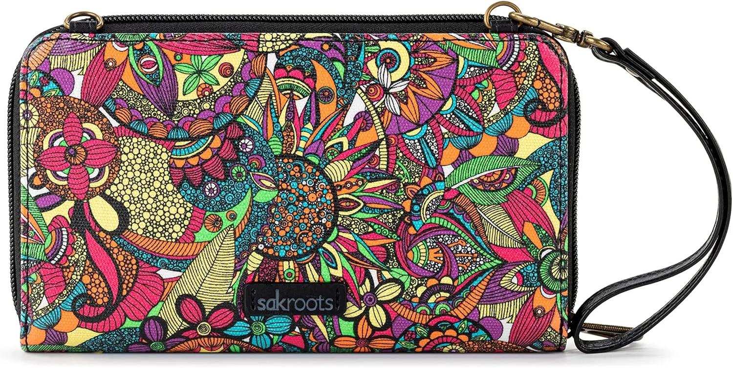 Sakroots Artist Circle Smartphone Crossbody in Eco Twill, Detachable Wristlet Strap