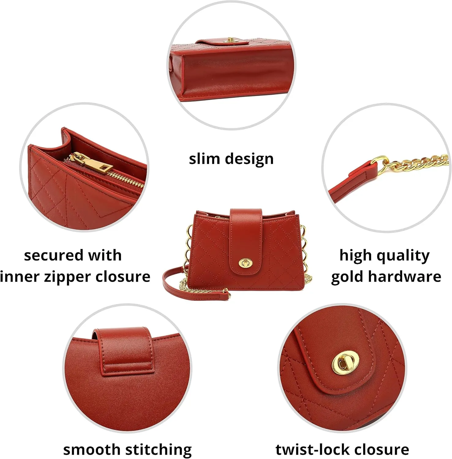 Scarleton Crossbody Bags for Women, Quilted Shoulder Bag Purse, Gold Chain Crossbody Bag Purses for Women, H2117