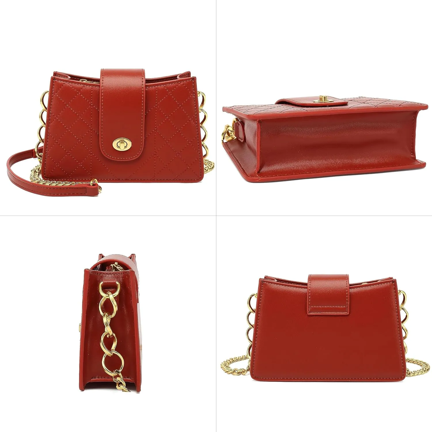 Scarleton Crossbody Bags for Women, Quilted Shoulder Bag Purse, Gold Chain Crossbody Bag Purses for Women, H2117