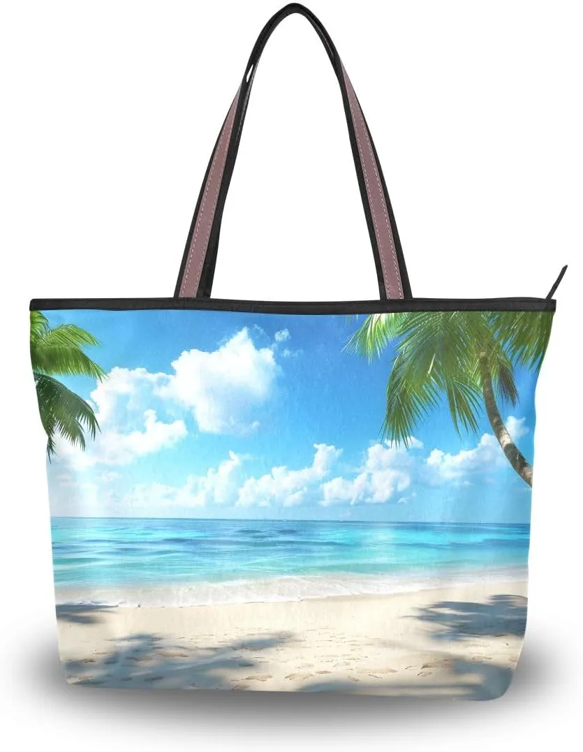 senya Beach Palm Trees Shoulder Bags Large Handle Ladies Handbag