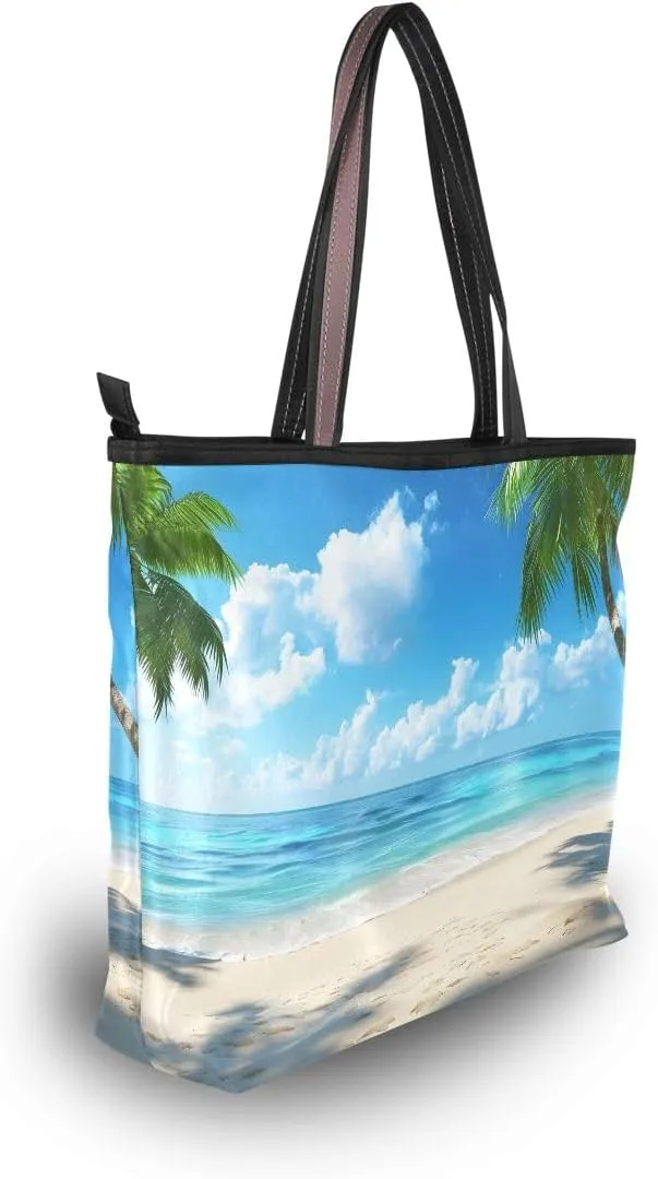 senya Beach Palm Trees Shoulder Bags Large Handle Ladies Handbag