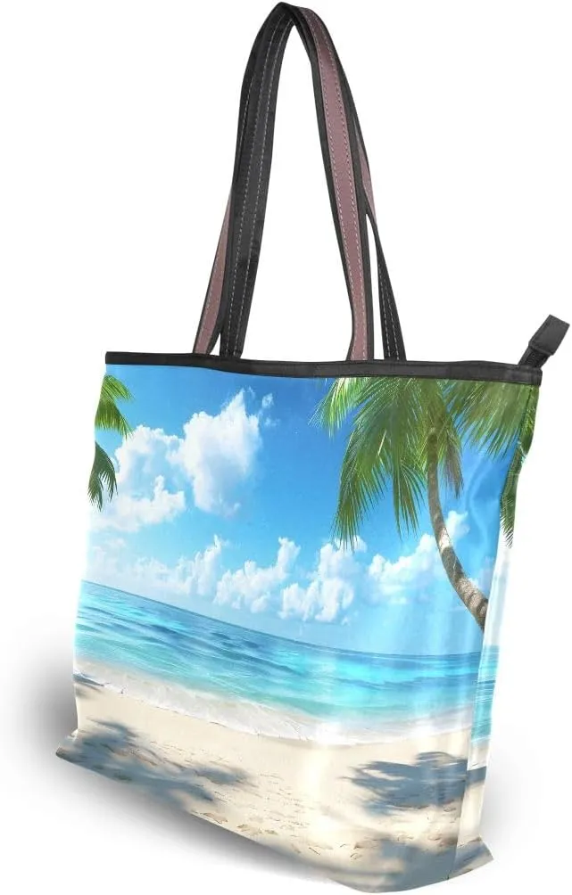 senya Beach Palm Trees Shoulder Bags Large Handle Ladies Handbag