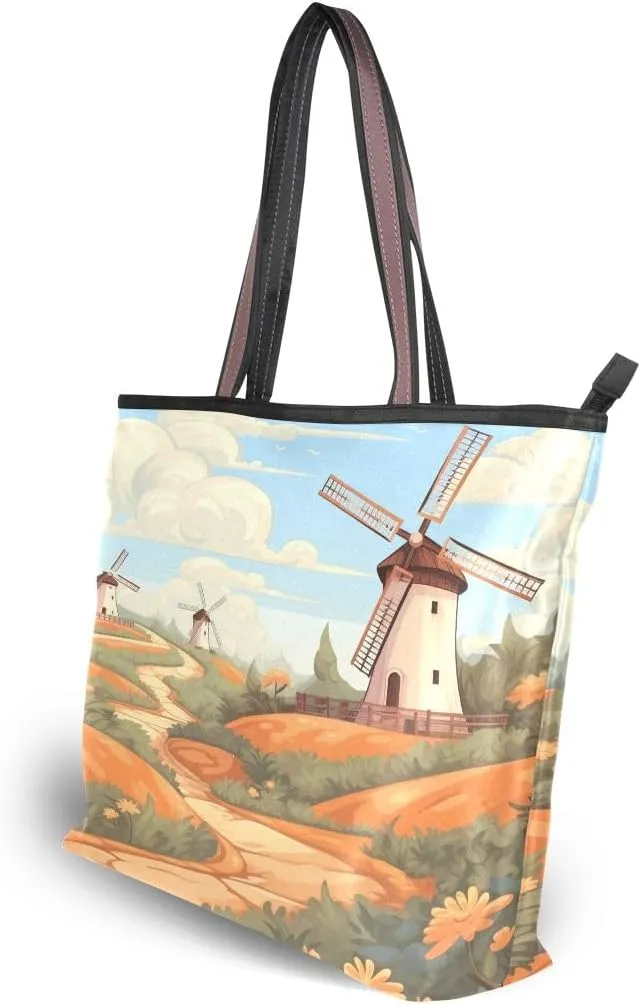 senya Garden Windmill Shoulder Bags Large Handle Ladies Handbag