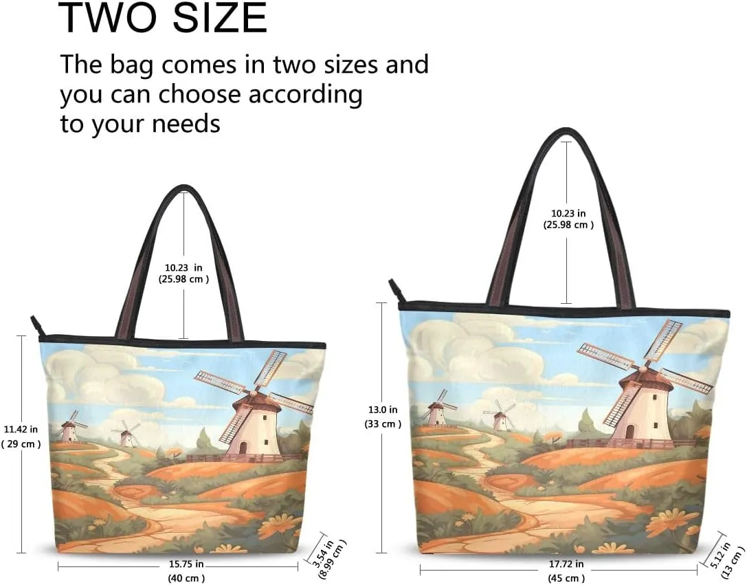 senya Garden Windmill Shoulder Bags Large Handle Ladies Handbag