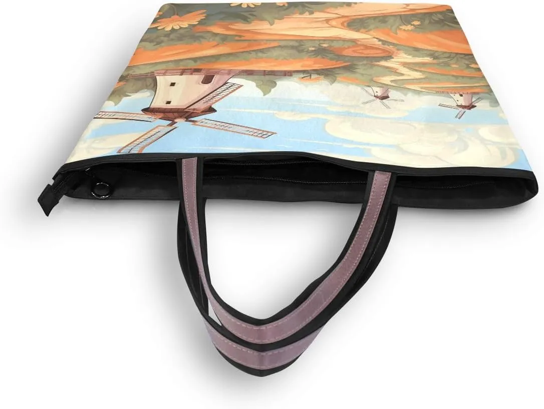 senya Garden Windmill Shoulder Bags Large Handle Ladies Handbag
