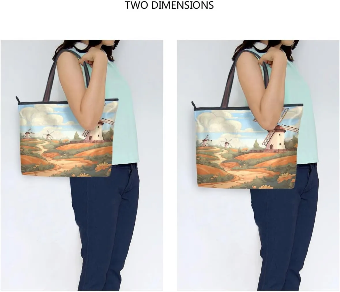 senya Garden Windmill Shoulder Bags Large Handle Ladies Handbag