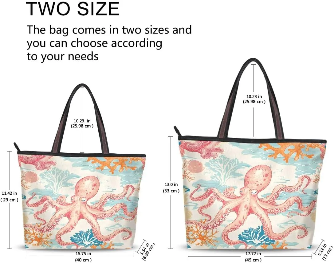 senya Octopus and Coral A Shoulder Bags Large Handle Ladies Handbag