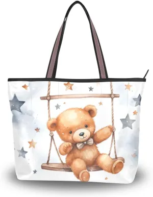 senya Swing Bear Shoulder Bags Large Handle Ladies Handbag