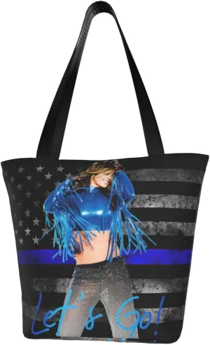 Shania Music Twain Reusable Grocery Bag for Kitchen Shopping Bags Tote Bags with Zipper for Women Casual Daily Handbag Storage Shoulder Bag for Gym
