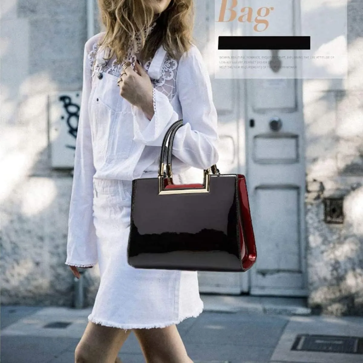 Shiny Patent Leather Handbags Glossy Shoulder Bags Fashion Satchel Purses Party Totes Top Handle Bags for Women