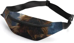 Shouting Lightning Lion Crossbody Fanny Pack Waist Packs Adjustable Shoulder Bags Sling Bag for Hiking Running Cycling