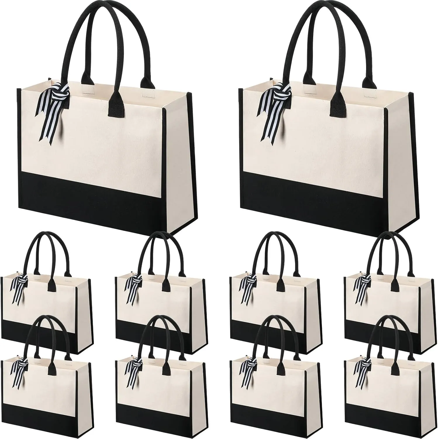 Silkfly 10 Pack Tote Bag for Women Gift Bags Canvas Tote Bag with Zipper Inner Pocket Birthday Gifts for Women