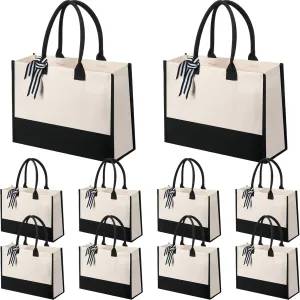 Silkfly 10 Pack Tote Bag for Women Gift Bags Canvas Tote Bag with Zipper Inner Pocket Birthday Gifts for Women