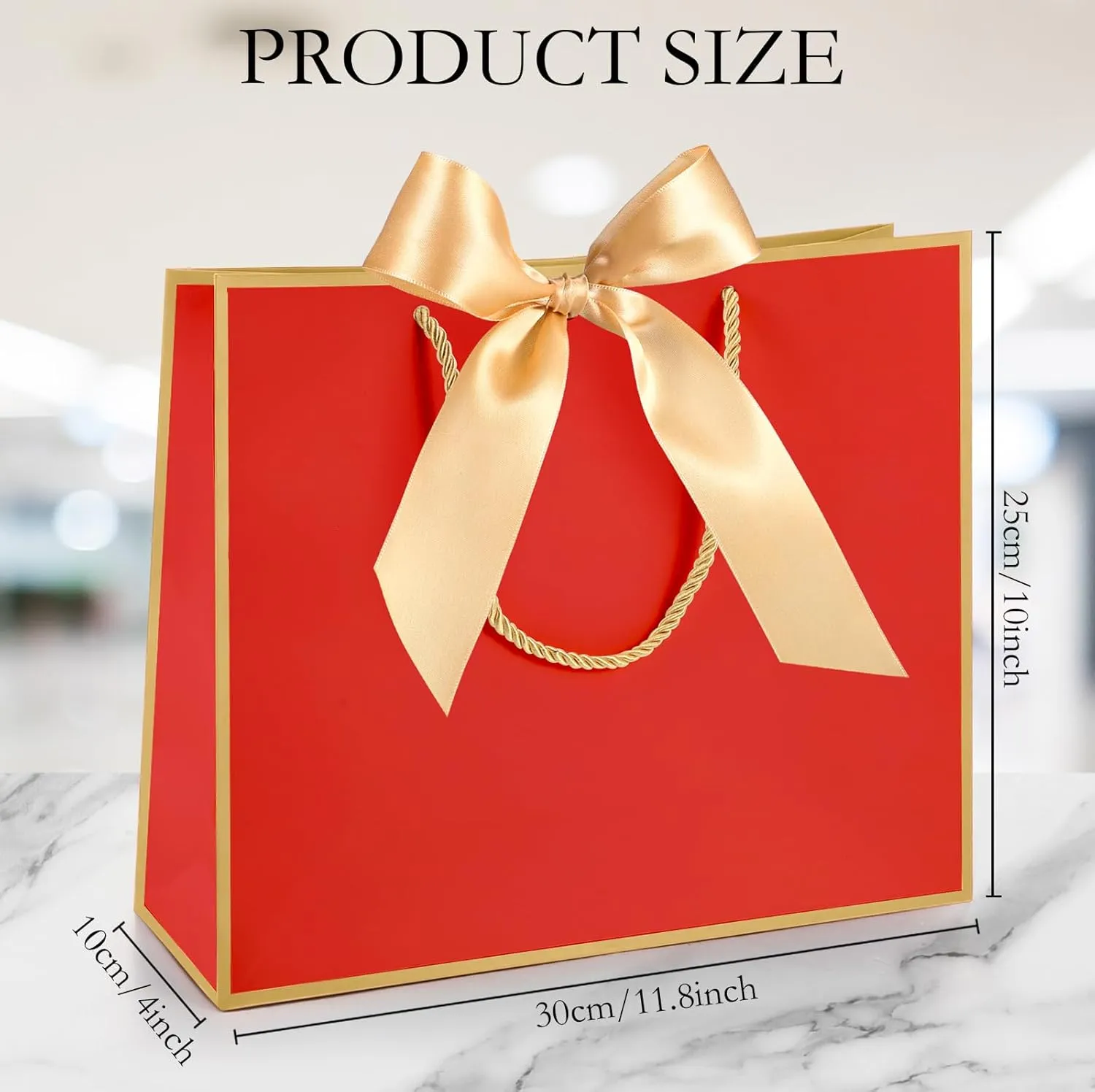 Silkfly 12 Pcs Thank You Gift Bags with Handle 11.8x10x4'' Welcome Bags Return Gifts with Bow Ribbon for Bridesmaid Baby Shower Mother's Day Graduation Wedding Housewarming Birthday(Red)