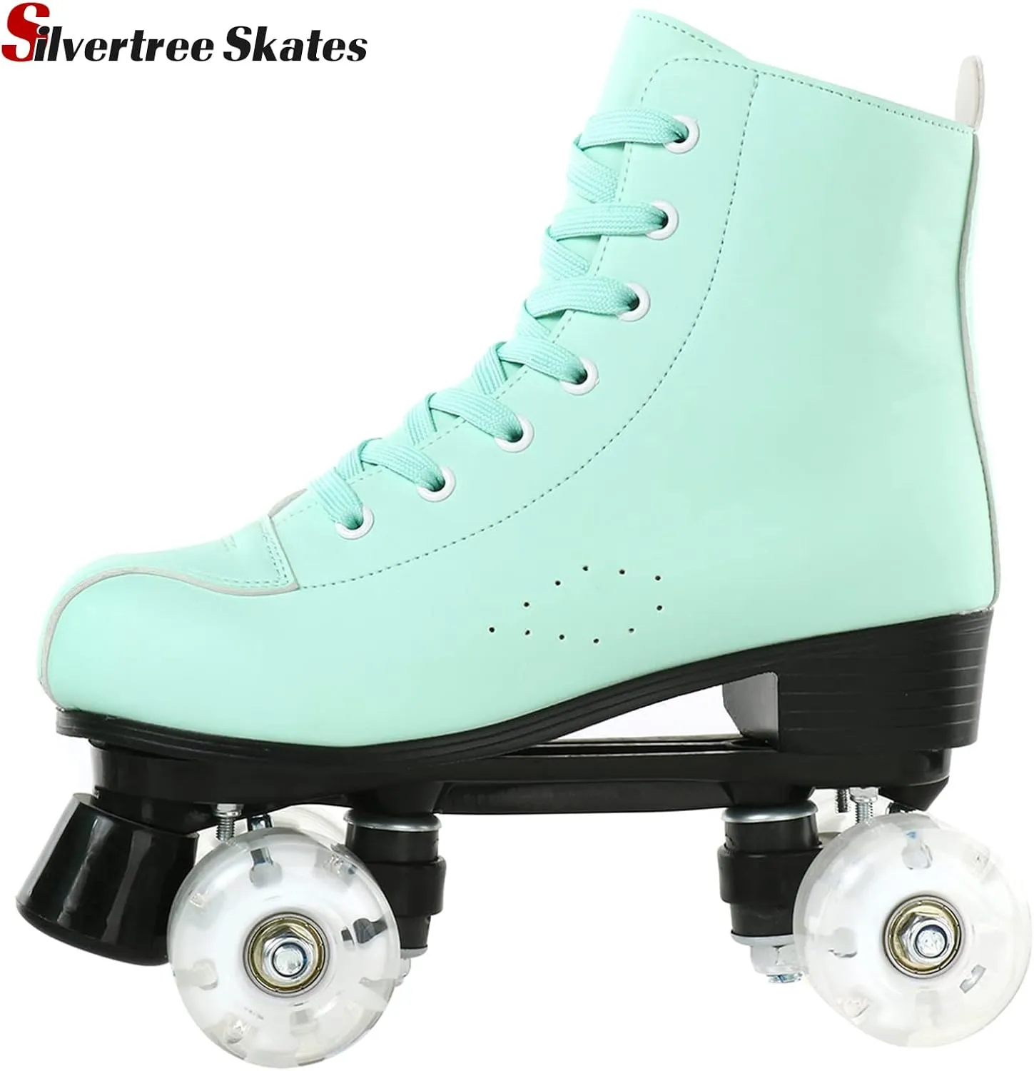 Silvertree Women's Roller Skates PU Leather High-top Roller Skate Four-Wheel Roller Skate Shiny Roller Skates with Carry Bag for Girls