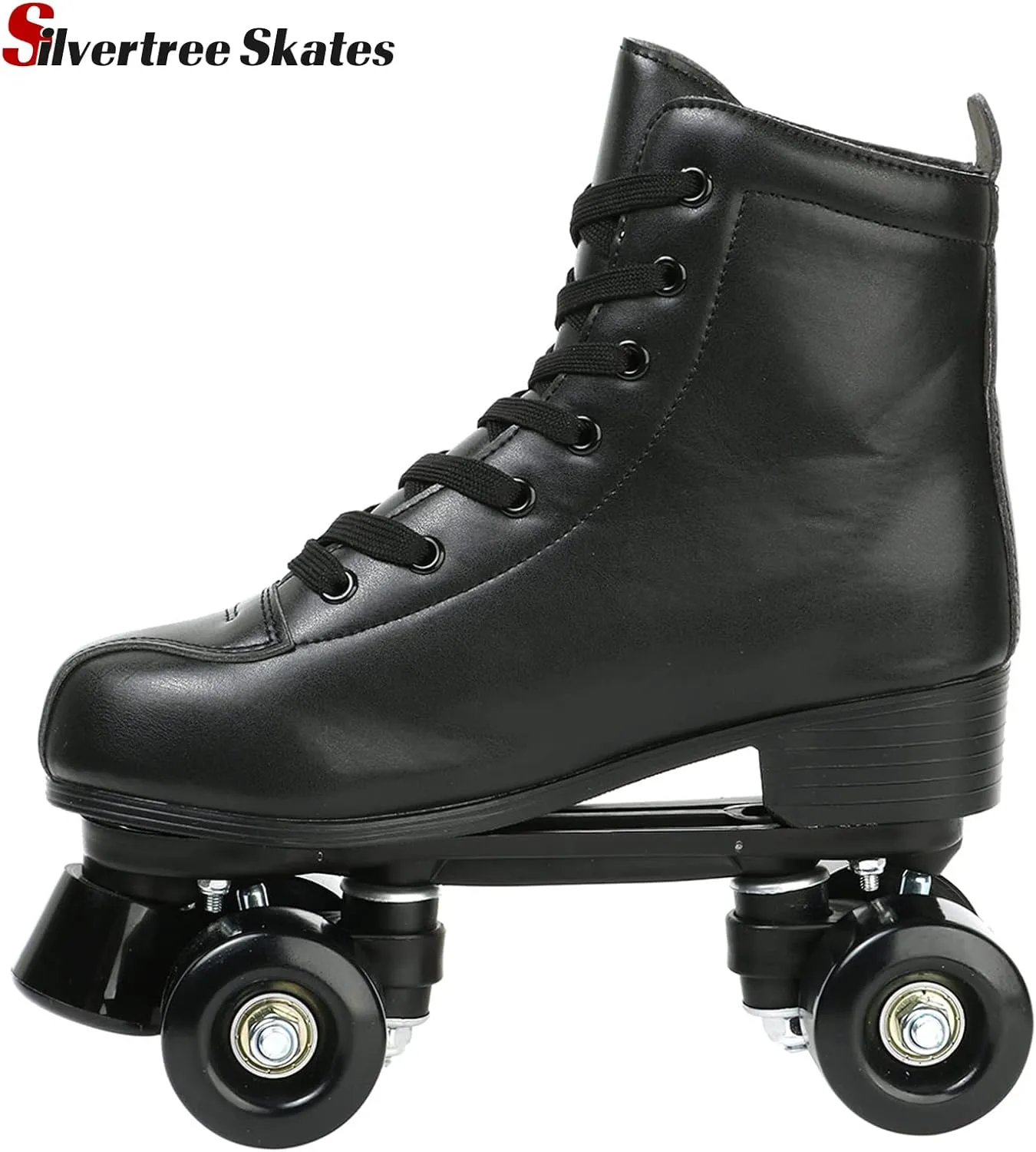 Silvertree Women's Roller Skates PU Leather High-top Roller Skate Four-Wheel Roller Skate Shiny Roller Skates with Carry Bag for Girls