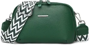Simple Fashion Real Genuine Leather Crossbody Bag For Women Shoulder Bags with Geometric Pattern Strap For Women