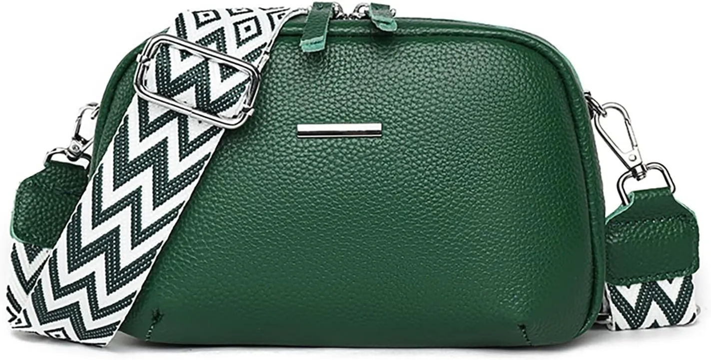 Simple Fashion Real Genuine Leather Crossbody Bag For Women Shoulder Bags with Geometric Pattern Strap For Women
