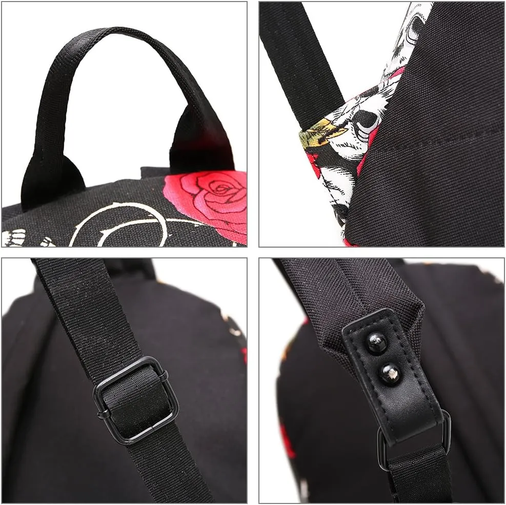Skull Girls Backpack Purse Mini Women Backpack Teens School Satchel Cute Lightweight Purse Casual Outdoor Travel Daypack for Birthday Gifts