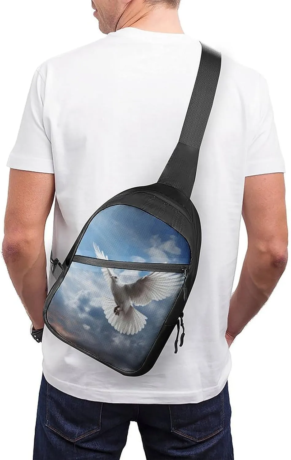 Sling Backpack Crossbody for Man Woman Peace Dove Cross Body Adjustable Chest Bag