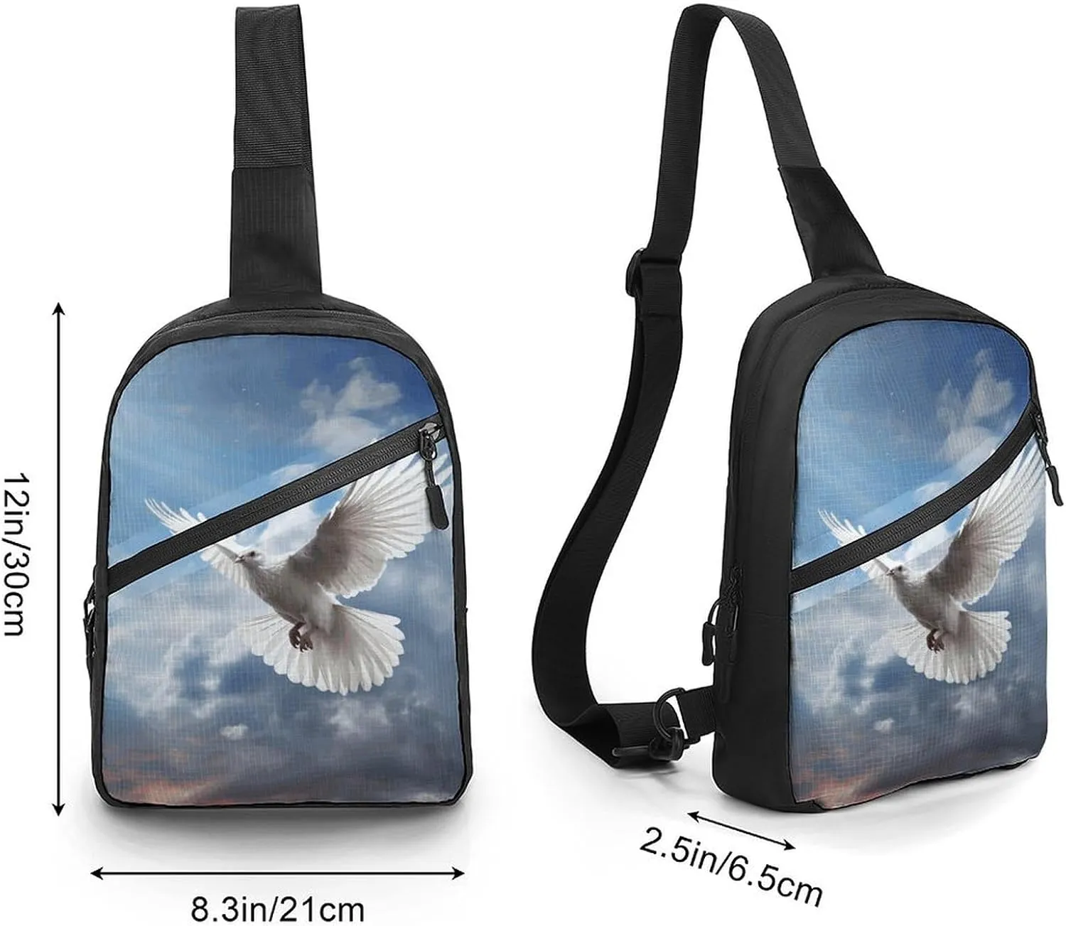 Sling Backpack Crossbody for Man Woman Peace Dove Cross Body Adjustable Chest Bag
