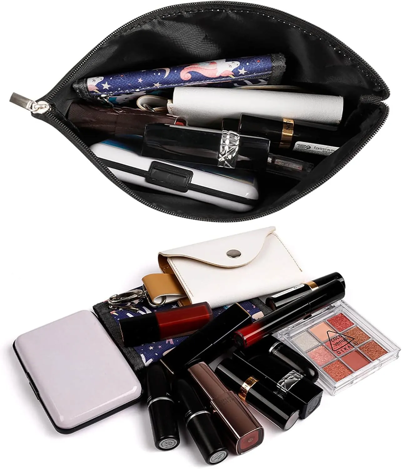 Small Cosmetic Bag, Beige Plain Solid Color Makeup Bags Elegant Roomy Pouch for Women,Travel Toiletry Accessories Organizer