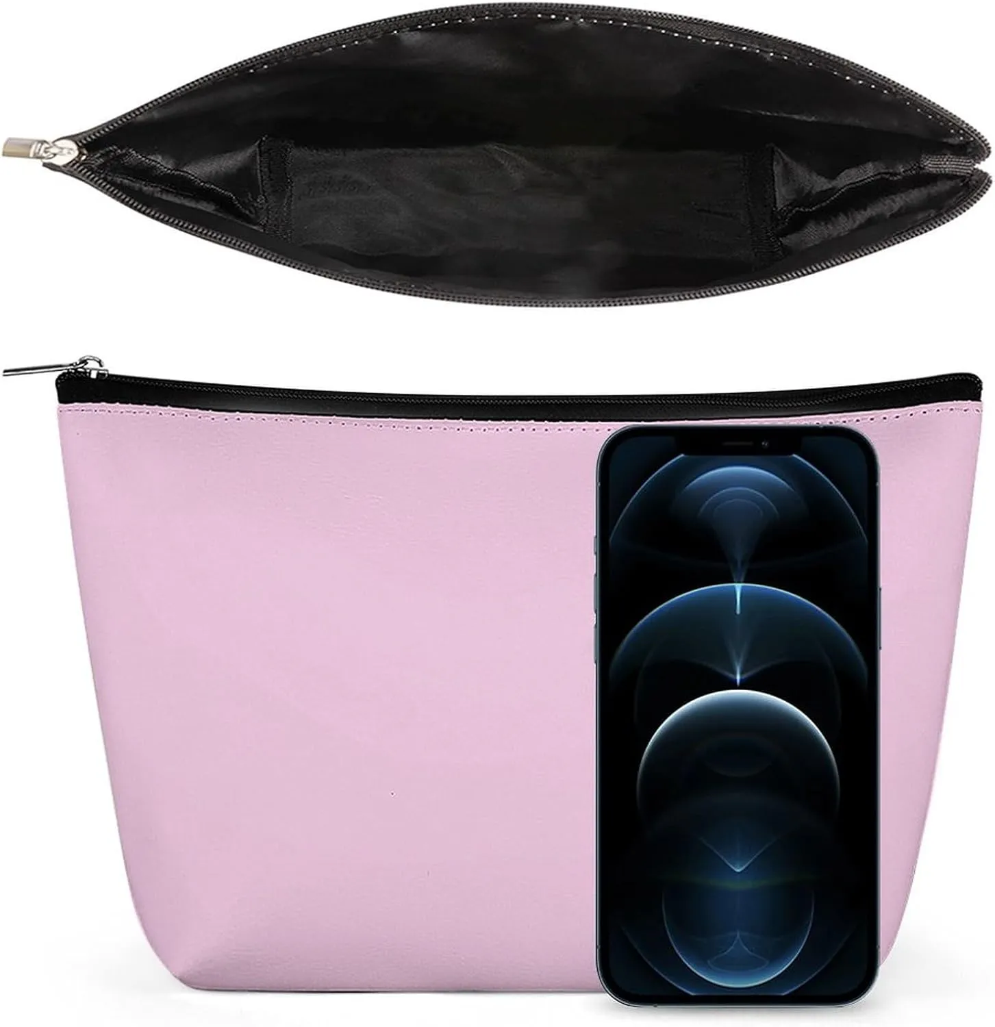 Small Cosmetic Bag, Classic Rose Solid Color Makeup Bags Elegant Roomy Pouch for Women,Travel Toiletry Accessories Organizer