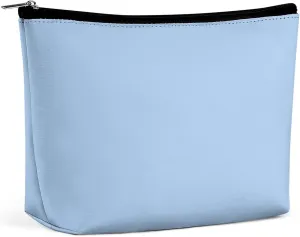 Small Cosmetic Bag, Pale Blue Solid Color Makeup Bags Elegant Roomy Pouch for Women,Travel Toiletry Accessories Organizer