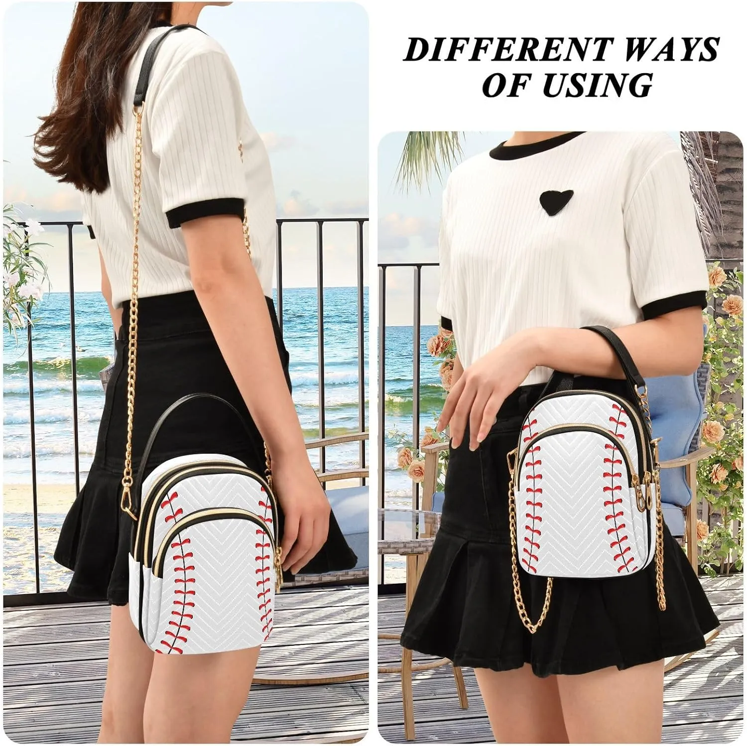 Small Cross body Bags for Women Quilted Crossbody Cell Phone Shoulder Purse Handbags Wallet Detachable Chain Bag