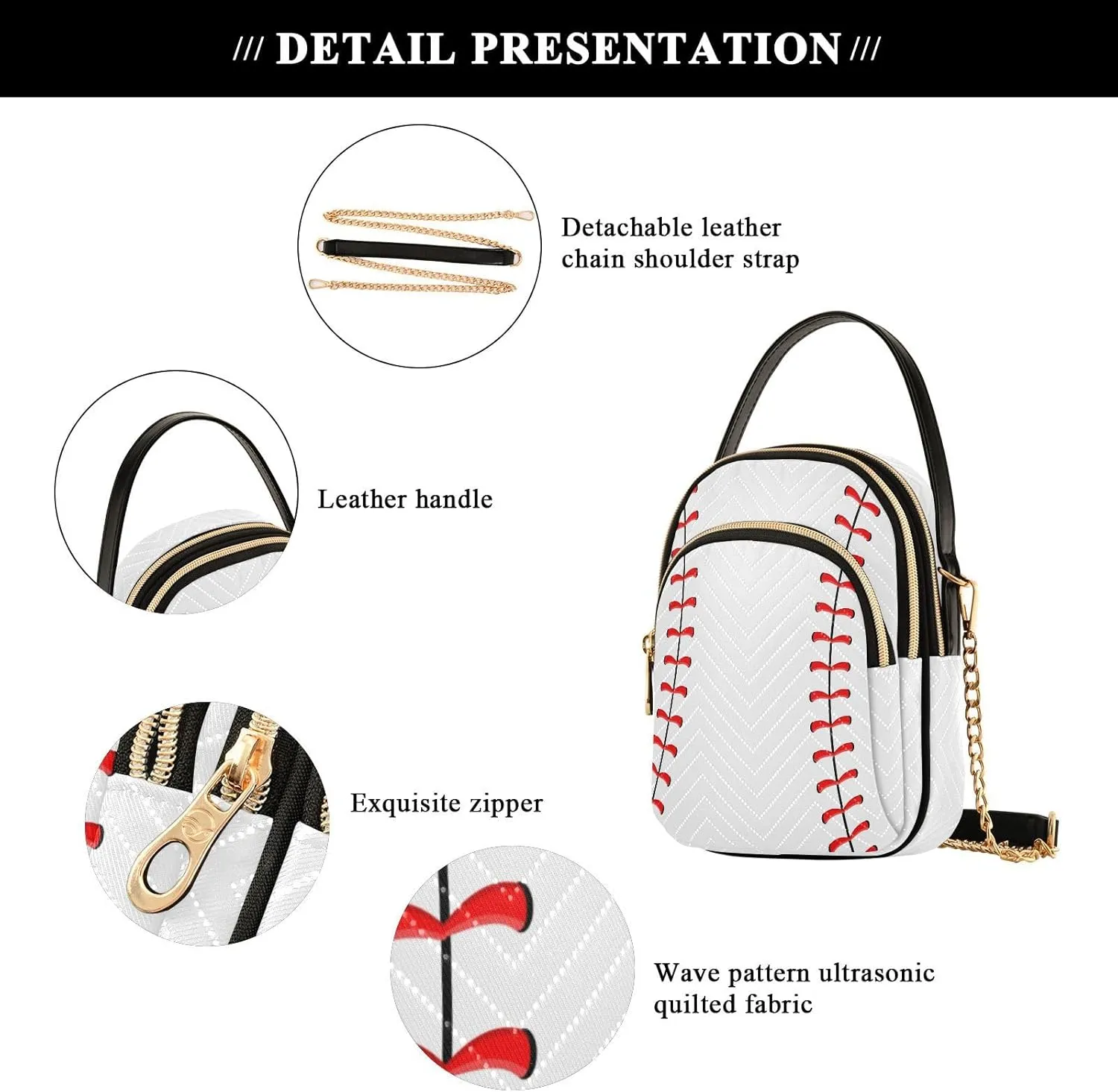Small Cross body Bags for Women Quilted Crossbody Cell Phone Shoulder Purse Handbags Wallet Detachable Chain Bag