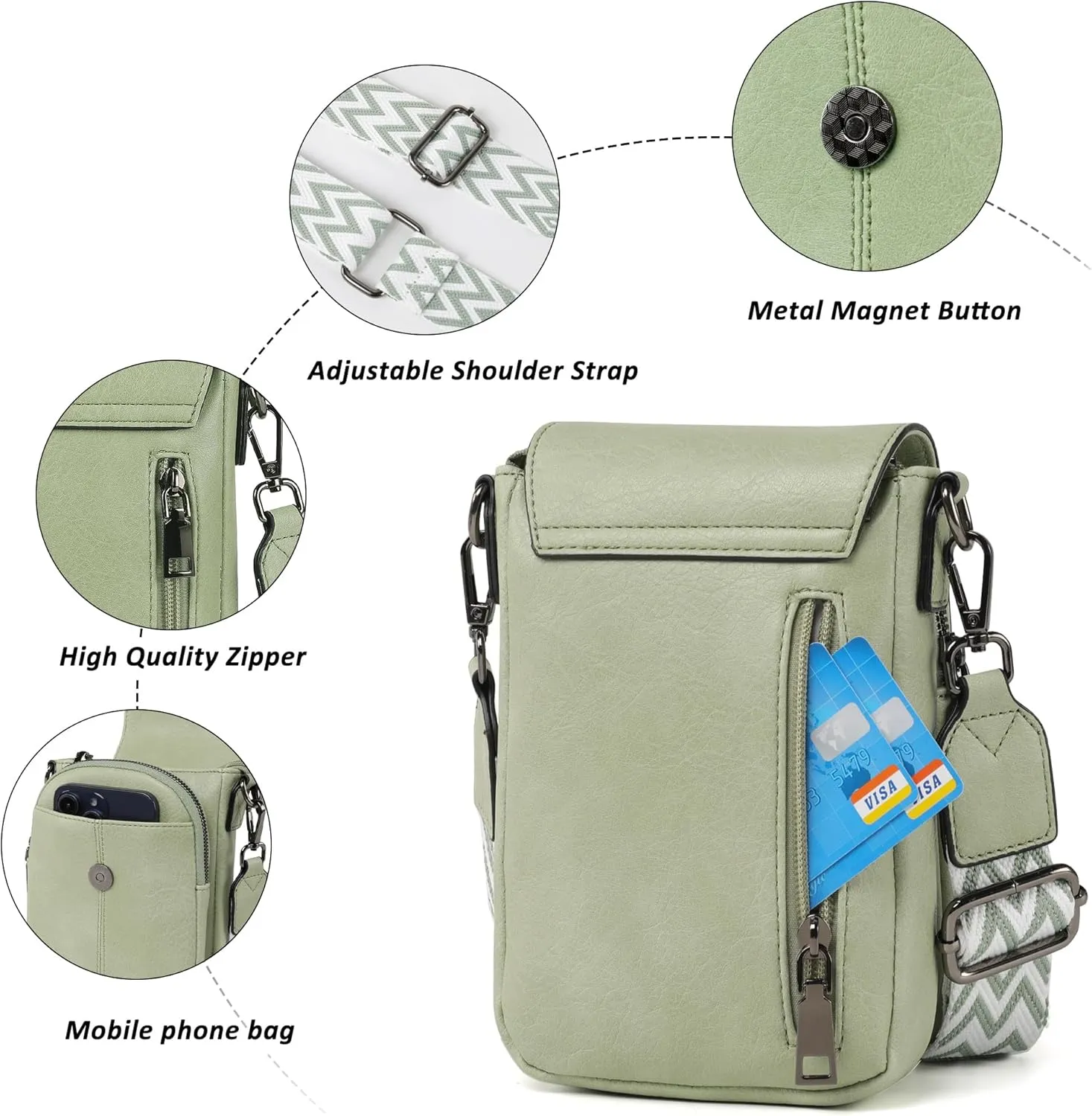 Small Crossbody Bags for Women, Small Purses for Women with Card Slots Phone Purse mit Adjustable Strap