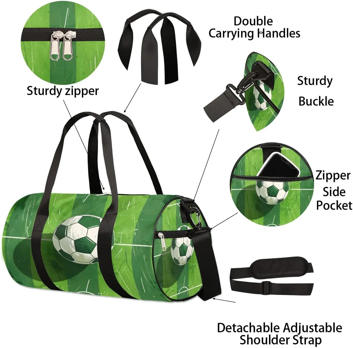 Soccer Sport Travel Duffle Bag Gym Bag for Women Men Lightweight Carry on Duffel Bag for Sports Gyms Weekend Getaway