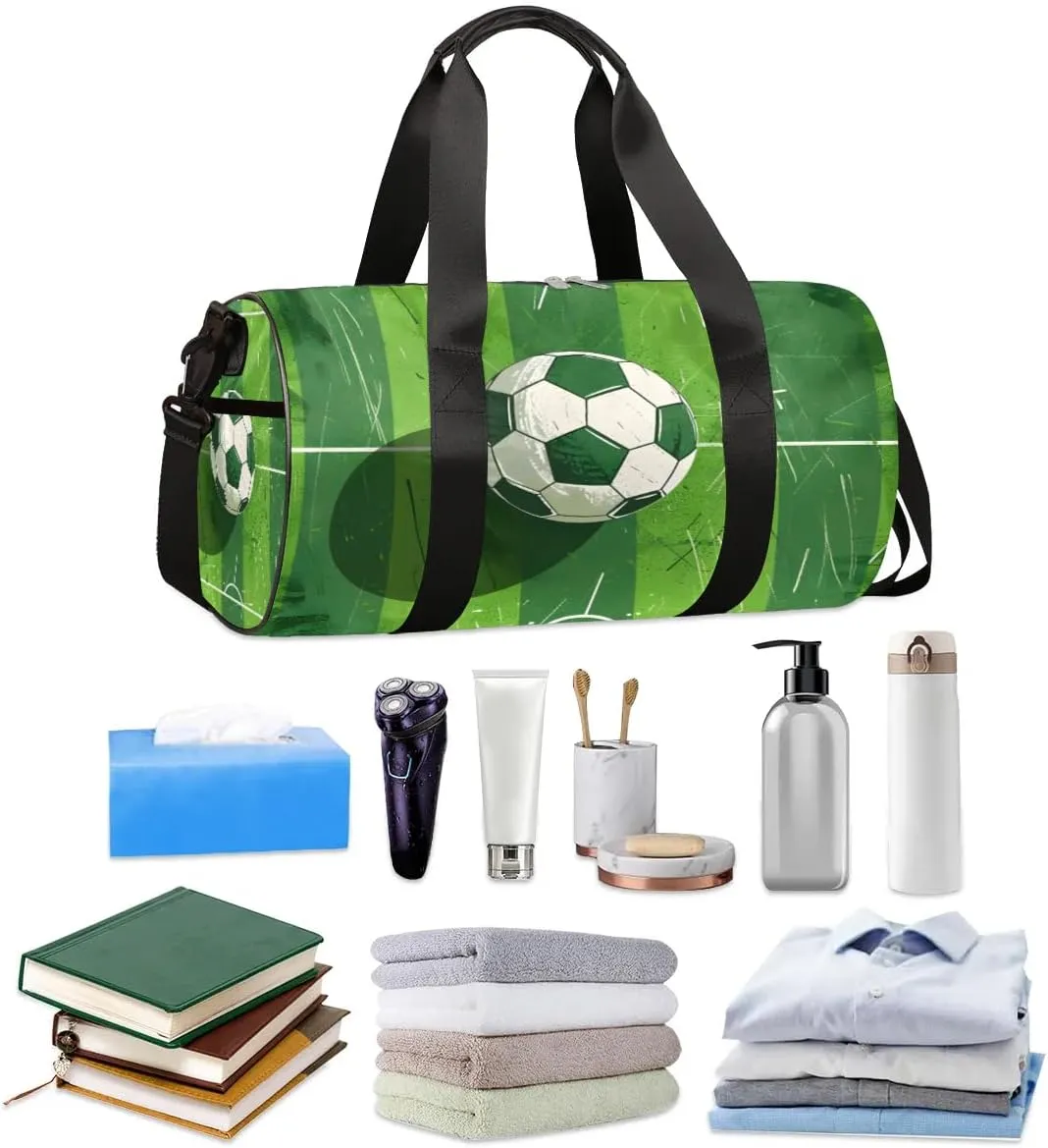 Soccer Sport Travel Duffle Bag Gym Bag for Women Men Lightweight Carry on Duffel Bag for Sports Gyms Weekend Getaway