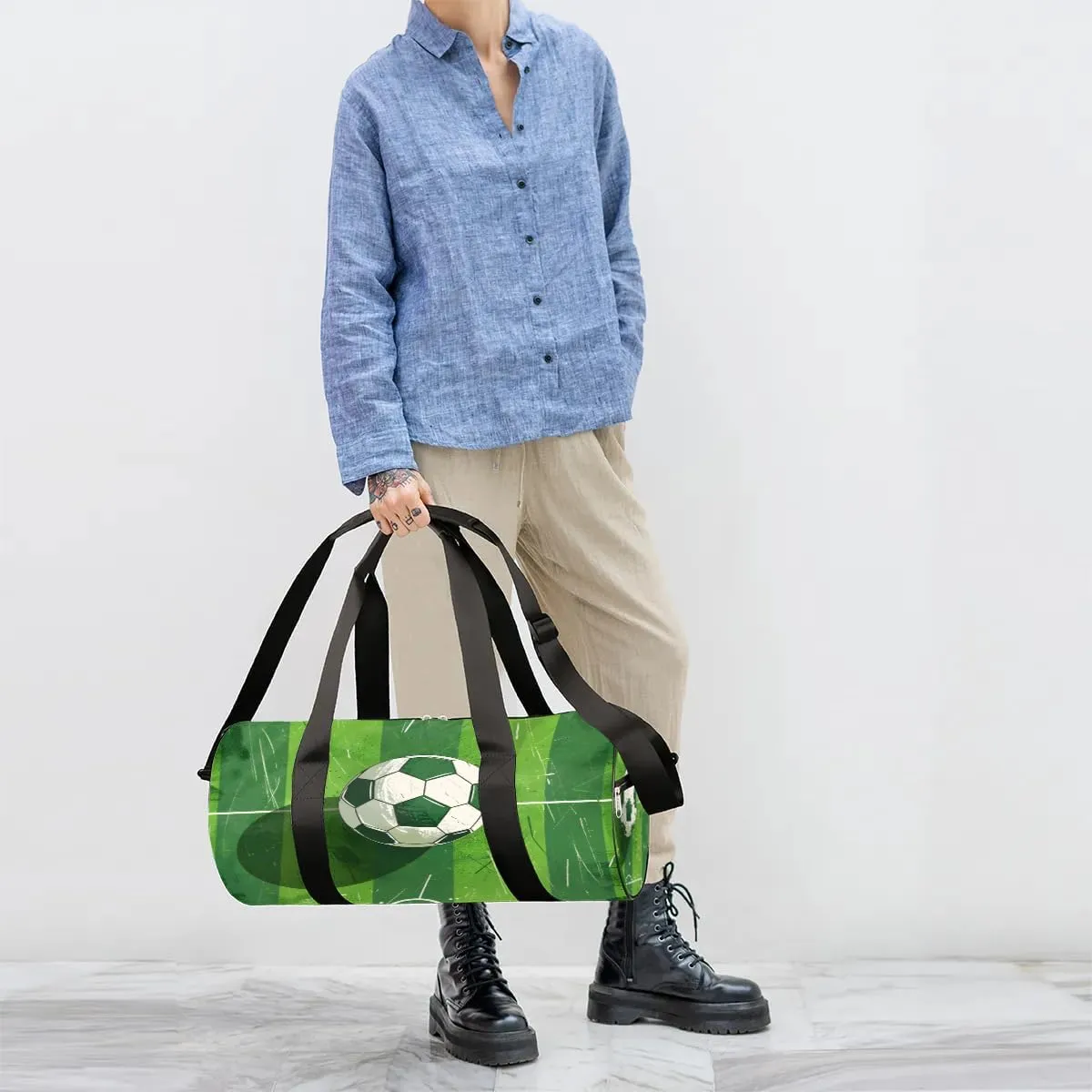 Soccer Sport Travel Duffle Bag Gym Bag for Women Men Lightweight Carry on Duffel Bag for Sports Gyms Weekend Getaway