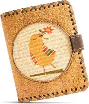 Soft Leather Purse for Women, Trifold Design, 12 Credit Card Holder, Coin Zipper Pocket, 2 ID Windows, Slim Travel Wallet – A Thoughtful Gift for Her., Yellow | Little Bird, Small