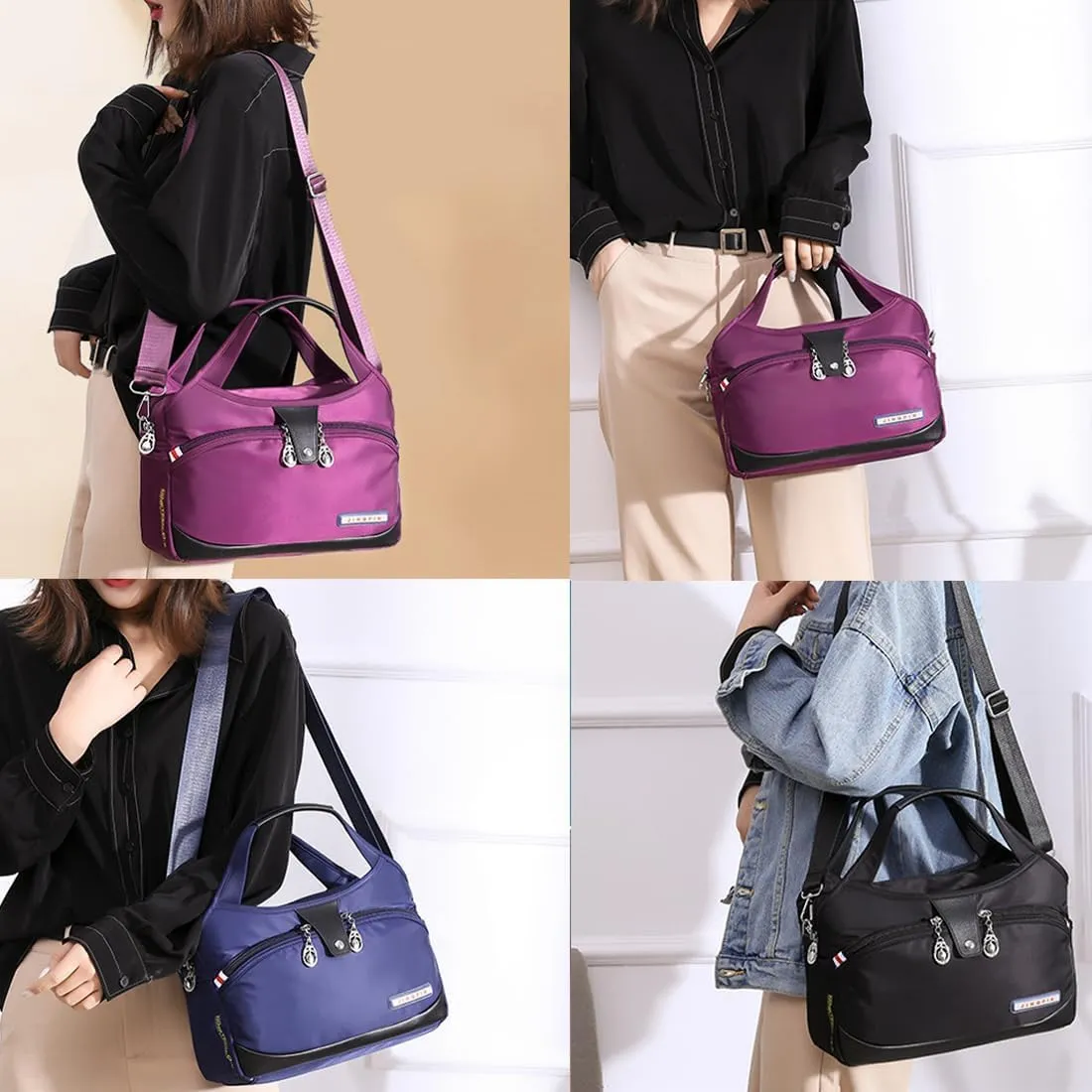Soft Side Lightweight Underseat Tote Bag,Blaciokamith Multi-pocket Fashion Waterproof Anti Theft Handbag Crossbody