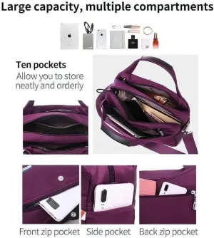 Soft Side Lightweight Underseat Tote Bag,Blaciokamith Multi-pocket Fashion Waterproof Anti Theft Handbag Crossbody