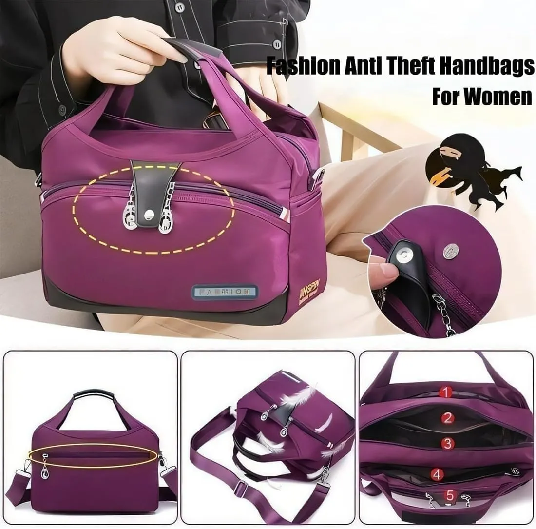 Soft Side Lightweight Underseat Tote Bag,Blaciokamith Multi-pocket Fashion Waterproof Anti Theft Handbag Crossbody