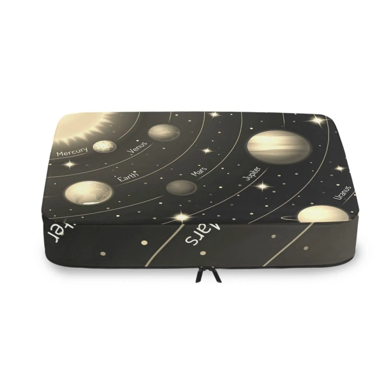 Solar System with the Sun Earth Mars Mercury Jupiter Saturn Uranus 4 Set Packing Cubes, Travel Packing Organizers, 600D Oxford Cloth Toiletry Storage Bag, Luggage Mesh Bags for Accessories