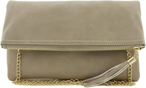 Solene Envelope Clutch Bags for Women Foldover Crossbody Tassel Wallet with Chain Strap, Elegant Evening Purse