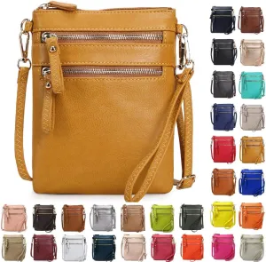 Solene Small Crossbody Bag for Women, Multi Zip Pockets with Detachable Wristlet, Lightweight Travel Purse, Cell Phone Pouch