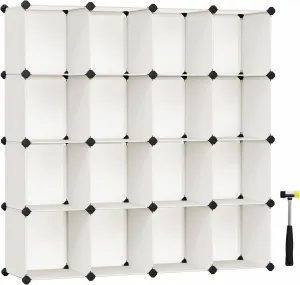 SONGMICS Cube Storage Organizer, Set of 16 Plastic Cubes, Closet Organizers and Storage, Room Organization, Bedroom Living Room, 12.2 x 48.4 x 48.4 Inches, Cream White ULPC442M01