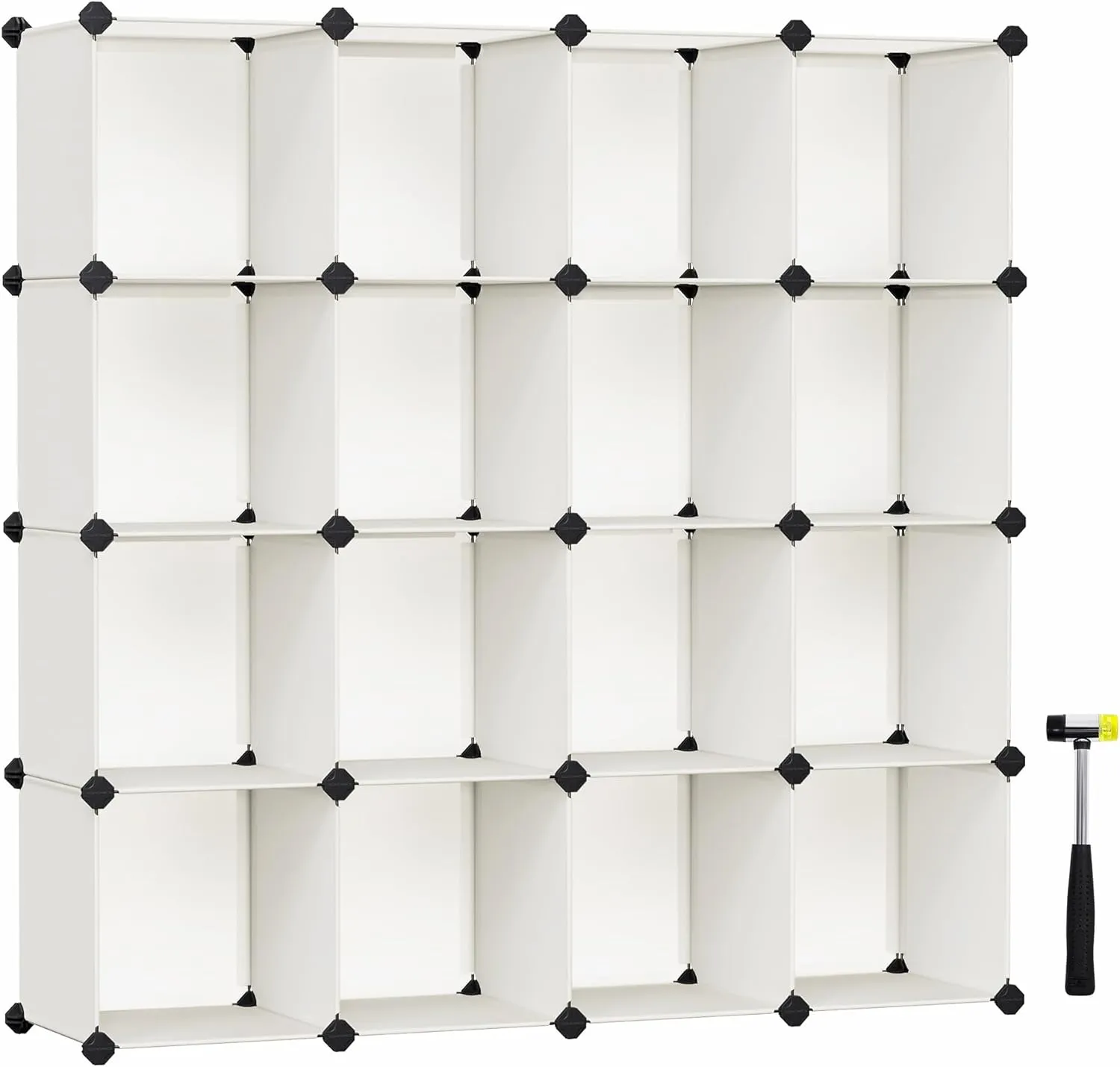 SONGMICS Cube Storage Organizer, Set of 16 Plastic Cubes, Closet Organizers and Storage, Room Organization, Bedroom Living Room, 12.2 x 48.4 x 48.4 Inches, Cream White ULPC442M01